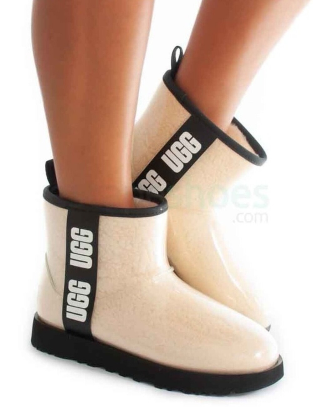 UGG Wmns Classic Clear Mini Translucent Waterproof Exterior 'Natural Black' sz 8